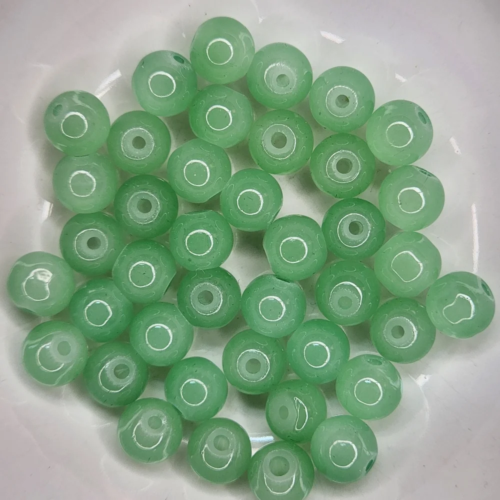 Green Glass Beads 8mm Round 40 Bead Count #79